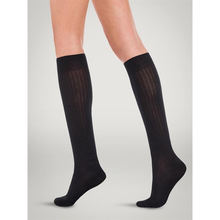 Wolford Luxury Cotton Rib Knee-Highs, Sort